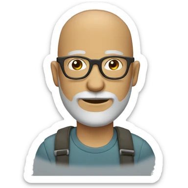 bald man with beard and hipster glasses sticker