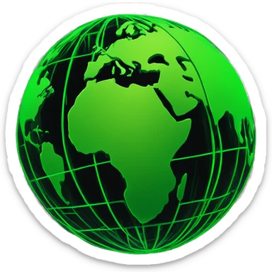 imagine a neon green globe with lines in the shape of a sphere with a black background sticker