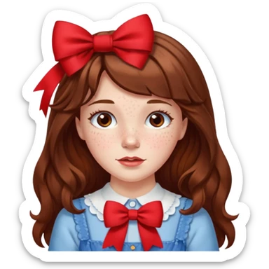 Dorothy Gale from the Wizard of Oz with long brown hair with red bow sticker