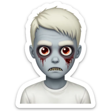 zombie boy with emo hair and white shirt sticker