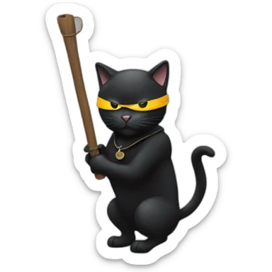 A black cat as a thief thief with blindfold sticker