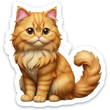 cinematic-[ginger persian cat]-realistic-full-body-sitting-emoji,-tail-curled-playfully-around-its-paws,-head-tilted-dramatically,-fluffy-[ginger]-fur,-simplified-yet-realistic-focused-features,-highly-detailed,-glowing-with-an-almost-sarcastic-glow sticker
