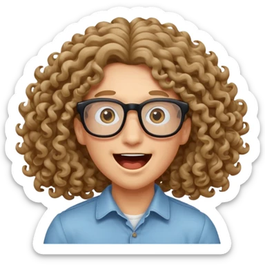 bungee jumping face only with hair flying long curly hair and glassess sticker