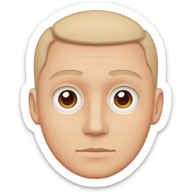 Create a clean emoji-style illustration of a man's face,
round head, simple shapes, flat colors,
keeping the facial features from the reference photo,
emoji style like Apple emojis, white background sticker