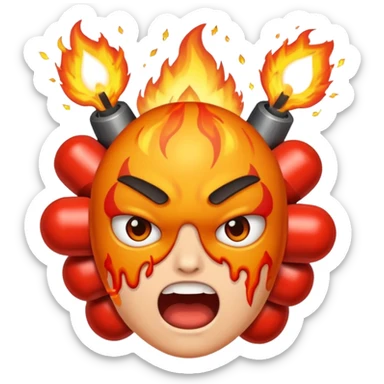 Create a mind blowing face with bombs coming out  sticker