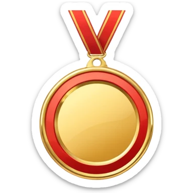 JUST THE CIRCLE  golden medal with a glossy finish, central empty space,  sticker