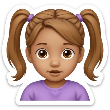 ligth brown baby girl with ponytails hairstyle  sticker