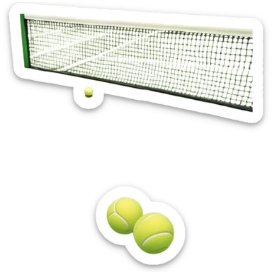 grass tennis court, with the lines of the court clearly with visible in the background. A tennis racket and ball/ The scene captures the essence of the sport, highlighting the equipment and the vibrant, open atmosphere of a tennis match sticker