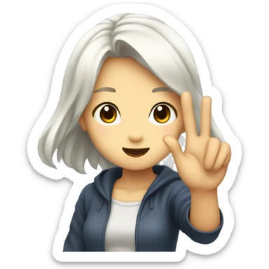 Anime girl waving hello  sticker