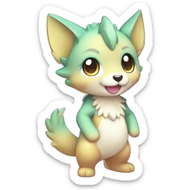Cute Kawaii Chibi Anthro Sona Pretty Shiny Colorful Sparkly Fakemon Full Body sticker