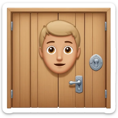 Image of a man poking his head out of an open door that he just opened half way sticker