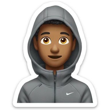 A young guy in a gray nike tech fleece sticker