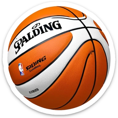 minimalist white Spalding basketball with simple NBA logo, few colorful lines, clean design sticker