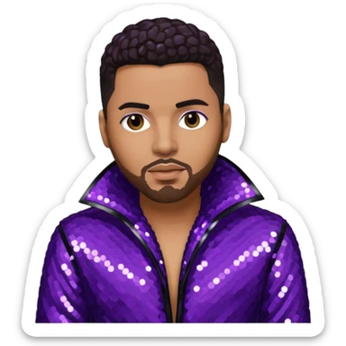 Al B. Sure, R&B Singer with dark brown hair, dark purple sequin outfit sticker