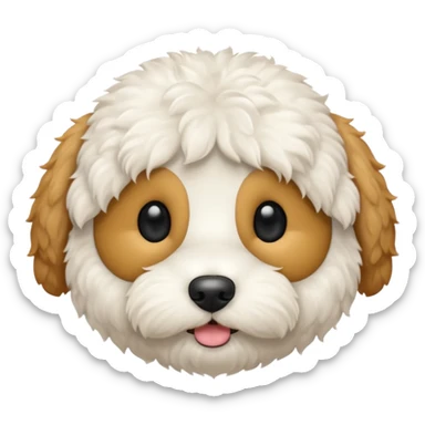 Can you make me an emoji of a very white mini goldendoodle that looks at more poodle with black eyes and a round face? sticker