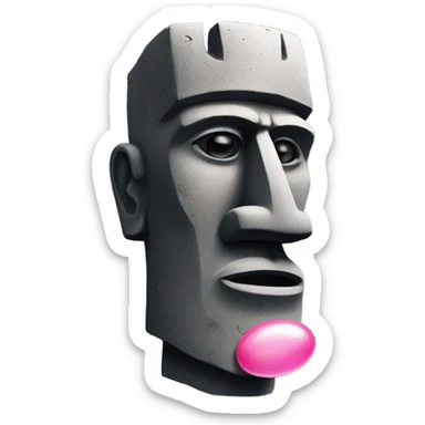 Easter island head blowing bubble gum  sticker