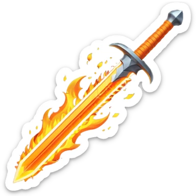 fire sword striking down sticker