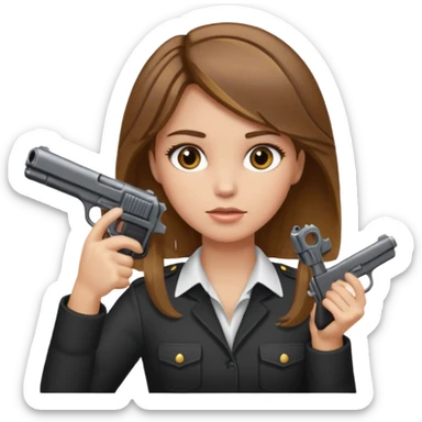 A girl with brown hair with blonde highlights putting a gun to her head sticker
