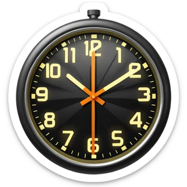 A close-up of a clock with sharply defined numbers and glowing hands, captured in dramatic lighting. The second hand is blurred into multiple trailing streaks to show rapid ticking, creating a sense of urgency and fast-passing time. sticker