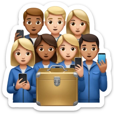 Students handing over their phones to a box sticker