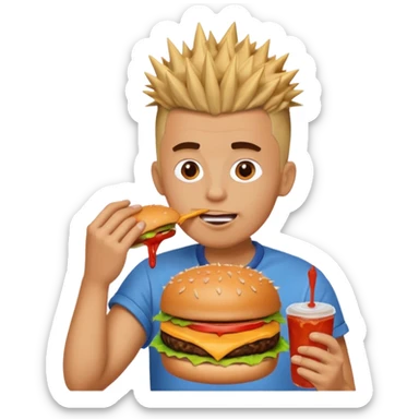 fast-food lover man  with spiky hair mohawk  sticker