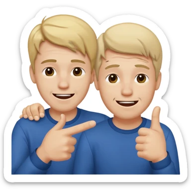 2 homme, l'un est triste et l'autre le pointe du doigt en rigolant sticker