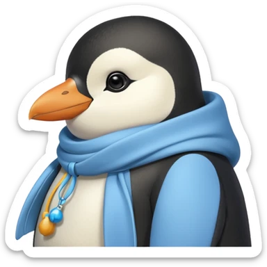 Winter penguin lying on Akashi Seijūrō’s shoulder with Akashi wearing winter clothes sticker