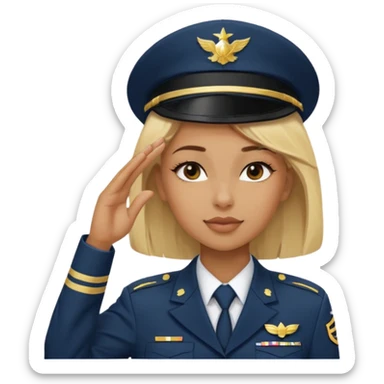 black solider woman salute with blonde hair sticker