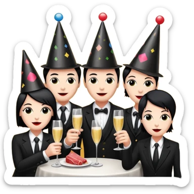 goth corporate executives enjoying champagne Party at SPAM meat cafe paris LANDSCAPE  sticker
