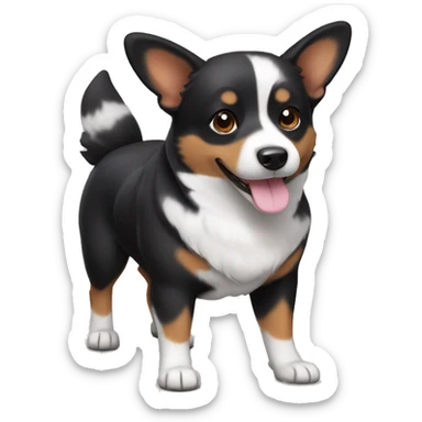 cute black corgi and mix dog with a white muzzle sticker