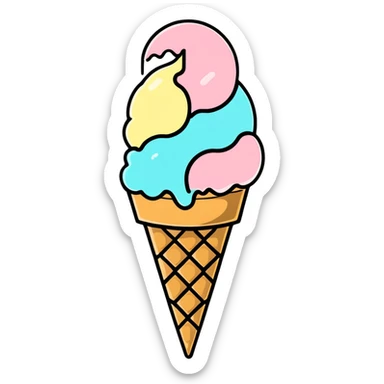 Meted ice cream cone sticker