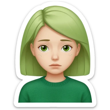 girl has sore throat in green sweater sticker