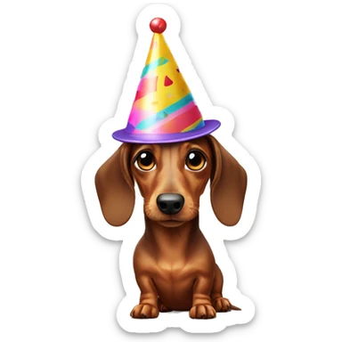 a dachshund with a party hat sticker