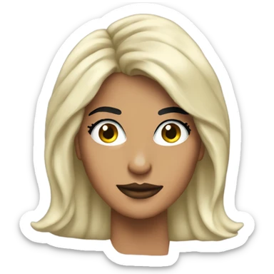 Tanned woman with black hair dressed in 1980s rock hair, makeup, and neon attire  sticker