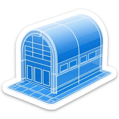 side view of a blue blueprint plan with white lines sticker