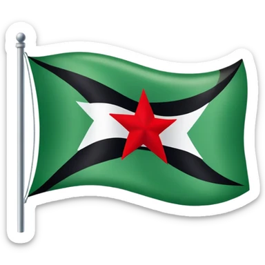 Green white and black flag with 3 red stars in the middle  sticker