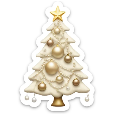 Christmas tree with beige and white ornaments and pearls sticker