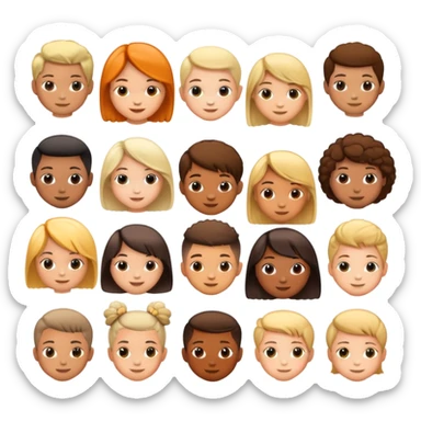 different children's hairstyles, cheerful and diverse sticker