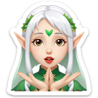 A girl with white hair and elf ears who sends kisses sticker
