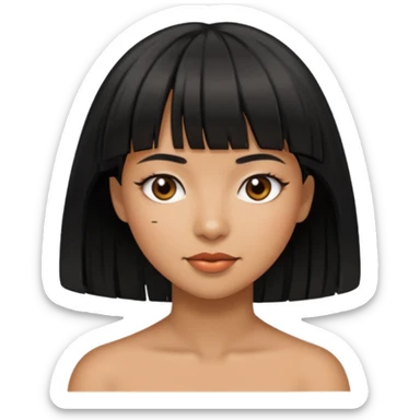 Woman a little tan with black hairs and bangs sticker