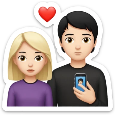 girl with black hair ignore boy with blond hair sticker