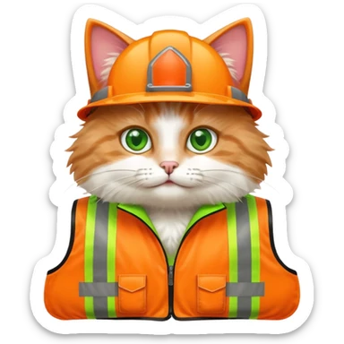 cat in hi-vis vest sticker