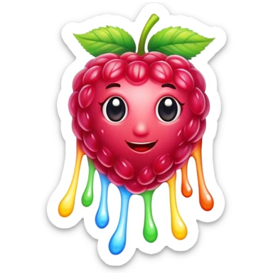A rainbow raspberry sticker