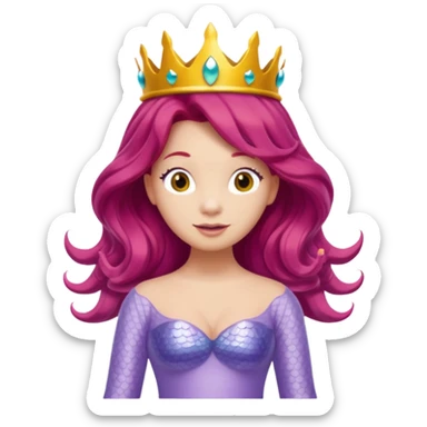 Bubbles the Mermaid from The Wiggles with light skin, long red hair, light lilac outfit, yellow crown sticker