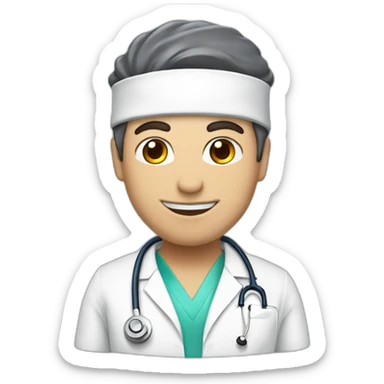 doctor in a scrub hat with the inscription MD.OSHER sticker