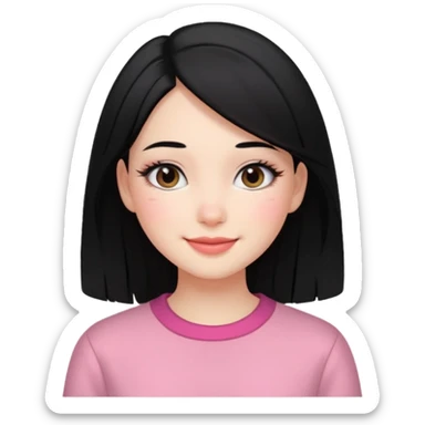 Girl with black and long hair with aesthetic clothes and with aesthetic makeup with a smile  sticker