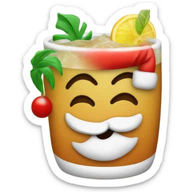 Santa with a mai tai sticker