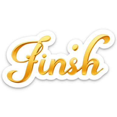 The Word "finish" written in a script sticker