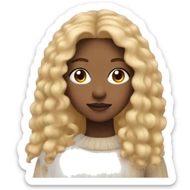 light skin girl with long hair, cozy fall sweater sticker