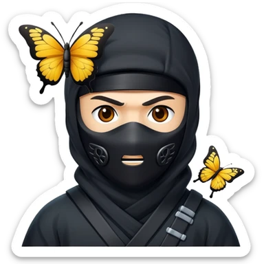 Crea un emoji para usar en WhatsApp con estos dos emoji 🥷🏻🦋. sticker